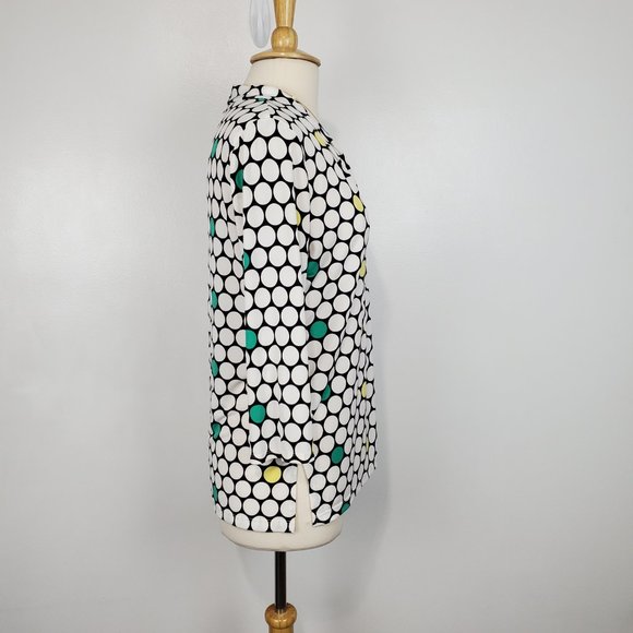 Worthington Split Neck Stretchy Circle Polka Dot Pullover Top, Size L - Picture 5 of 11